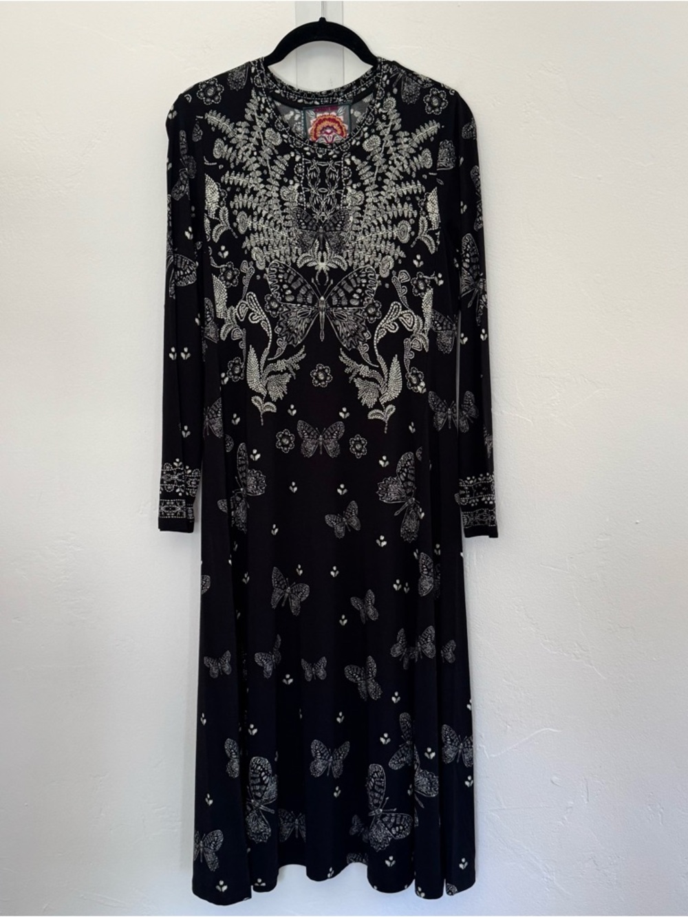 Johnny Was The Janie Favorite A-Line Dress Farfalla Joan Black Butterfly Floral - Picture 4 of 15